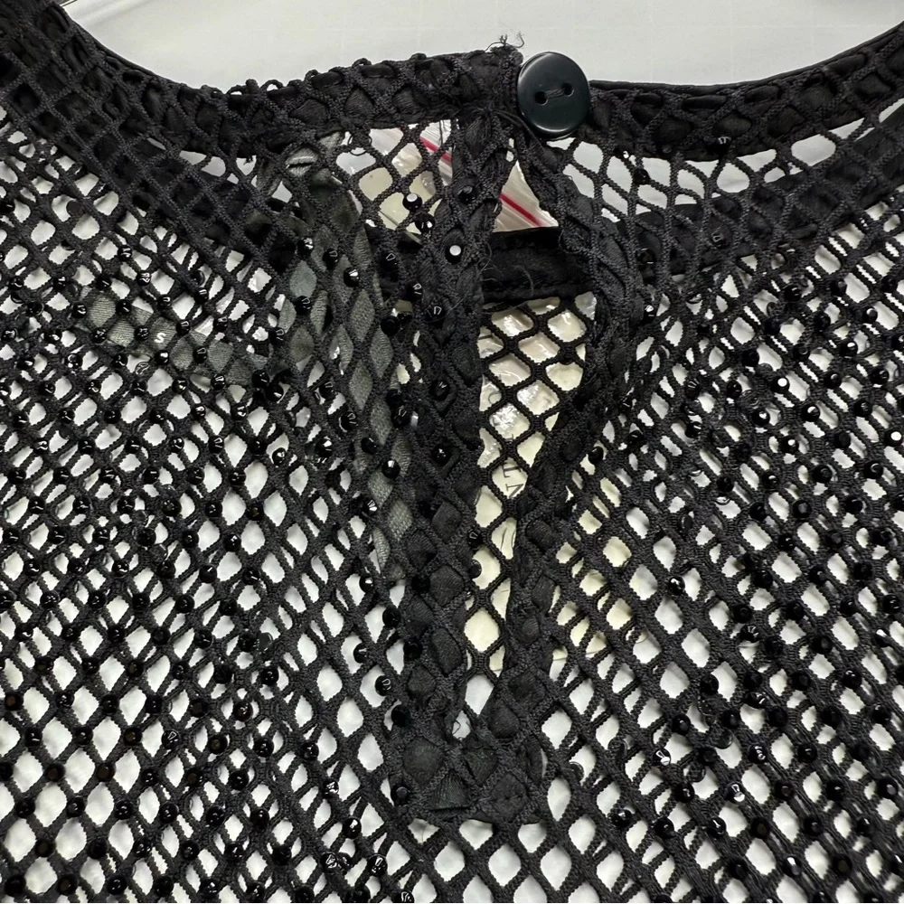Anthropologie Mesh and Beaded long sleeve top, NWT